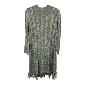 Soft Surroundings Never Cable Knit Fringe Sweater Dress Size Large NWT